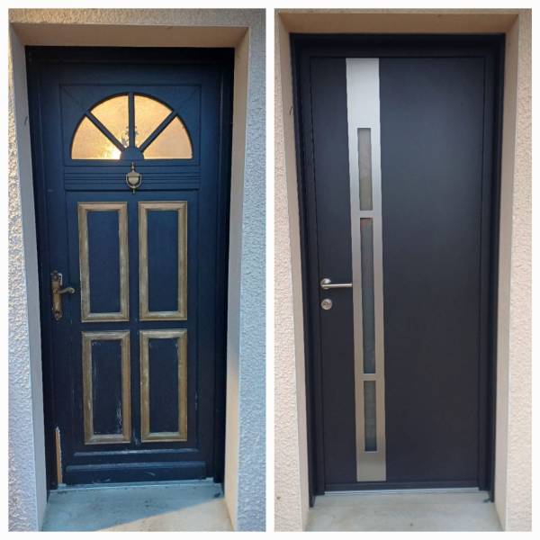 Avant/après porte d'entrée en aluminium K-line